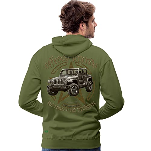 Offroad Legends USA Vintage Shirt Amerika Geländewagen Jeeps Army (XL, Rubi Hoodie Oliv) von Shirtmatic