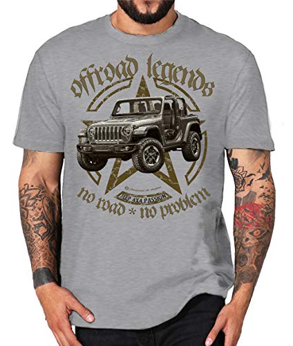 Offroad Legends USA Vintage T-Shirt Amerika Army Geländewagen Jeep (3XL, grau Rubi) von Shirtmatic