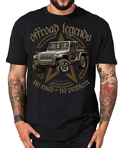 Offroad Legends USA Vintage T-Shirt Amerika Army Geländewagen Jeep (3XL, schwarz Rubi) von Shirtmatic