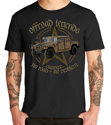 Offroad Legends USA Vintage T-Shirt Amerika Army Geländewagen Jeep (XXL, Humvee schwarz) von Shirtmatic