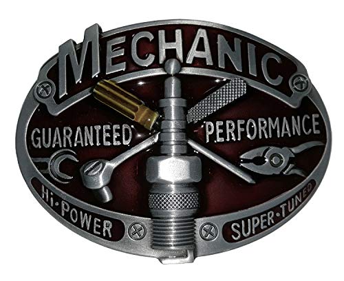 Shirtmatic Mechanic Mechaniker Buckle Gürtelschnallen Auto V8 Werkstatt Hot Rod Rockabilly (Performance rot) von Shirtmatic