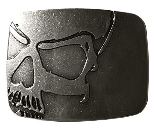 Shirtmatic Skull Totenkopf Kreuz Buckle 3D Gürtelschnallen Biker Rocker (Relief antik silber) von Shirtmatic