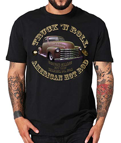 Truck n Roll American Hot Rod Chevy Pickup Vintage T-Shirt Rockabilly (L, black) von Shirtmatic