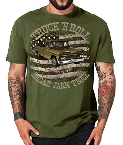 Truck n Roll Shirts USA Pickup F100 Chevy Apache Blazer C10 Ram Mercury Hot Rod (3XL, 60s Farm Truck Oliv) von Shirtmatic