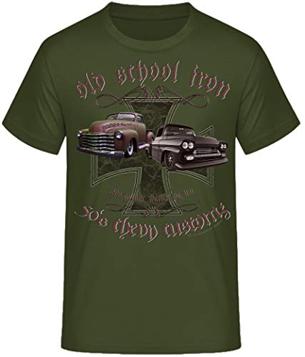 Truck n Roll Shirts USA Pickup F100 Chevy Apache Blazer C10 Ram Mercury Hot Rod (L, Oliv Old School) von Shirtmatic