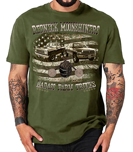 USA Pickup Truck T-Shirts kompatibel mit RAMs Dodge (3XL, Redneck Oliv) von Shirtmatic