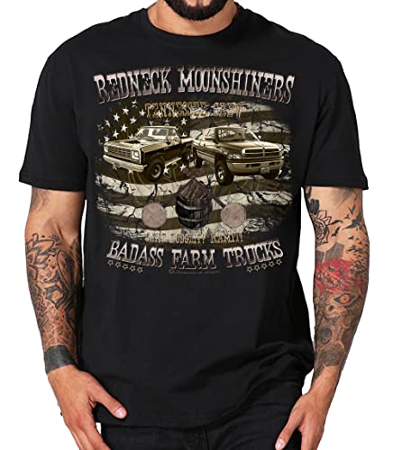 USA Pickup Truck T-Shirts kompatibel mit raMs Dodge (L, Redneck schwarz) von Shirtmatic
