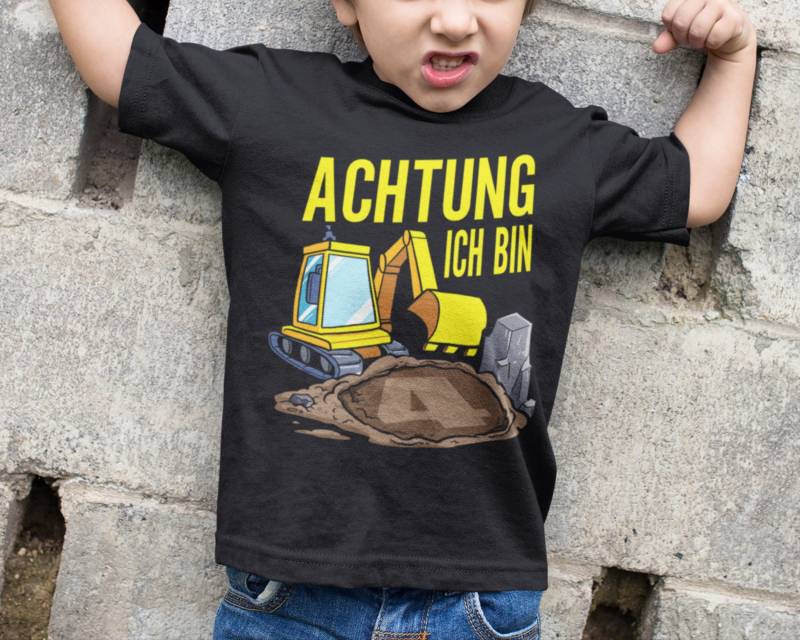 Bagger Geburtstag Shirt Kinder Junge 4 Jahre Baustelle Baggerfahrer von Shirtoase