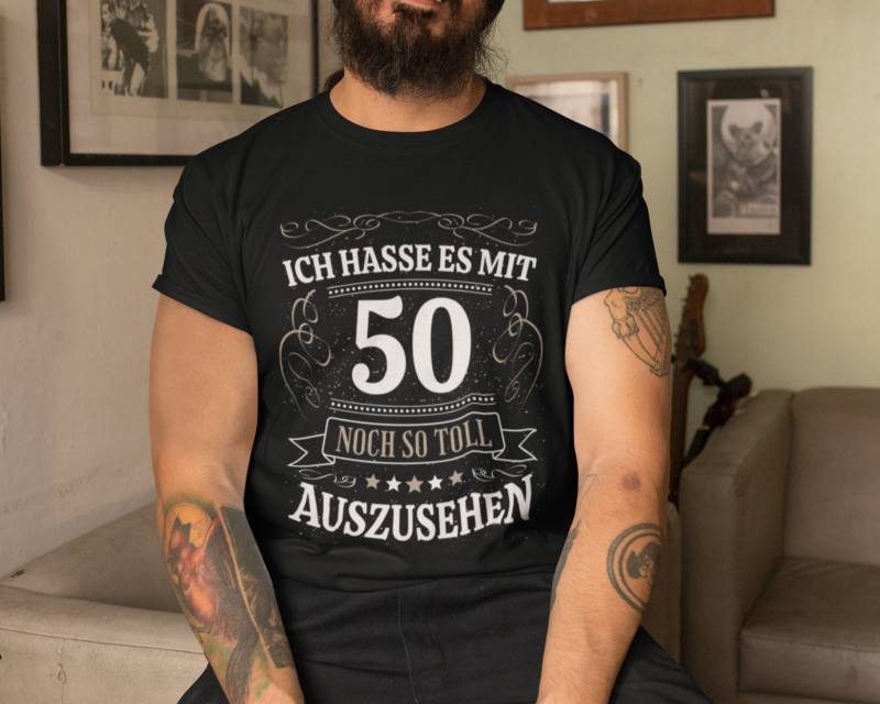 Geburtstagsshirt 50 Jahre Geburtstag T-Shirt Mann Geschenk Runder Lustiges Geburtstagsgeschenk Männer von Shirtoase