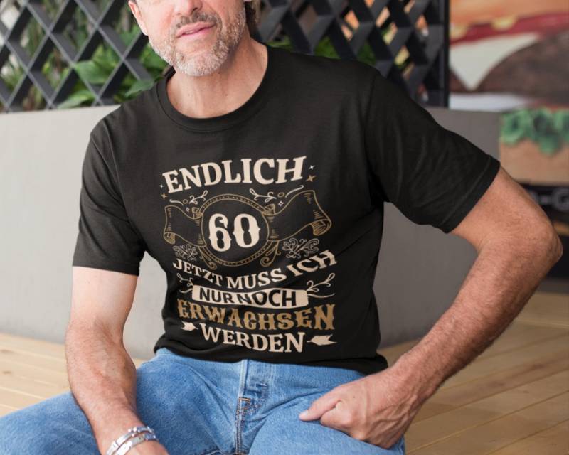 Geburtstagsshirt 60 Jahre Geburtstag T-Shirt Mann Geschenk Runder Lustiges Geburtstagsgeschenk Männer von Shirtoase