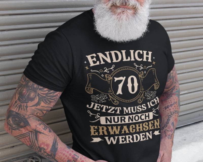 Geburtstagsshirt 70 Jahre Geburtstag T-Shirt Mann Geschenk Runder Lustiges Geburtstagsgeschenk Männer von Shirtoase