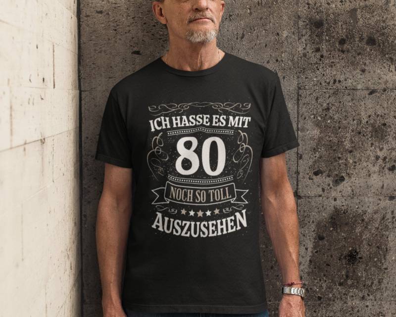 Geburtstagsshirt 80 Jahre Geburtstag T-Shirt Mann Geschenk Runder Lustiges Geburtstagsgeschenk Männer von Shirtoase