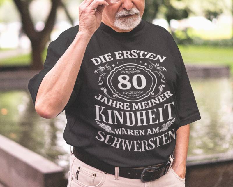 Geburtstagsshirt 80 Jahre Geburtstag T-Shirt Mann Geschenk Runder Lustiges Geburtstagsgeschenk Männer von Shirtoase