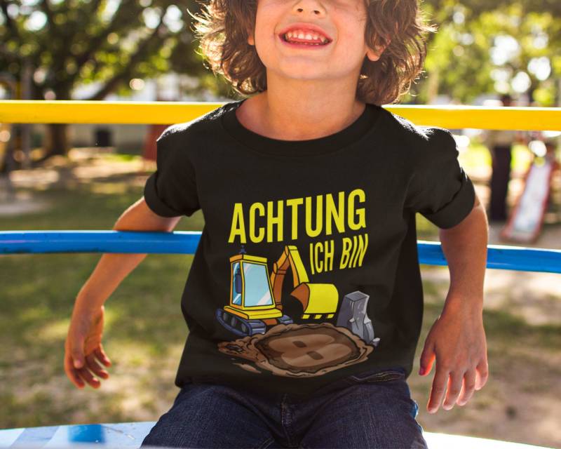 Geburtstagsshirt Bagger Geburtstag Shirt Kinder Junge 8 Jahre Baustelle Baggerfahrer von Shirtoase