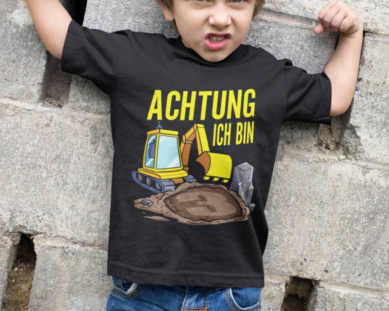 Geburtstagsshirt Bagger Geburtstag T-Shirt Kinder Junge 3 Jahre Baustelle Baggerfahrer von Shirtoase