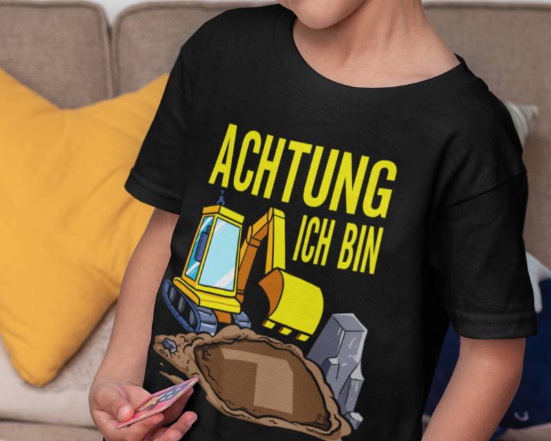 Geburtstagsshirt Bagger Geburtstag T-Shirt Kinder Junge 7 Jahre Baustelle Baggerfahrer von Shirtoase