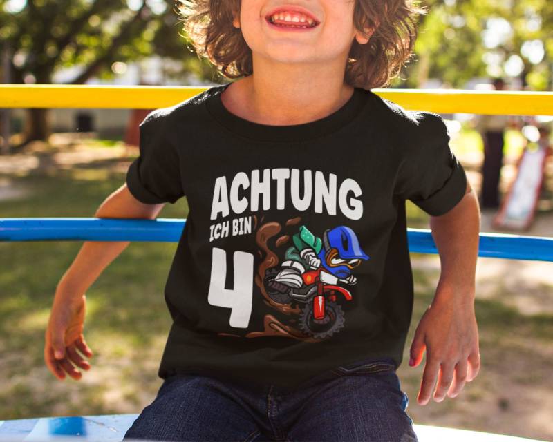Motorrad Geburtstag Shirt Kinder 4 Jahre Motorradfahrer Kindergeburtstag von Shirtoase