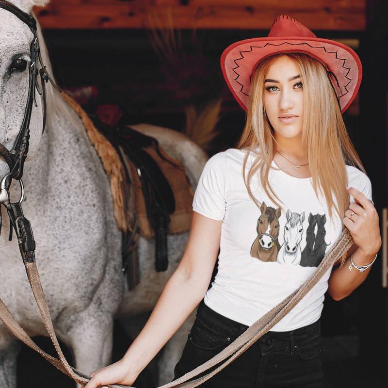 Pferde T-Shirt Frau Reiter Reiten Reiterin Reitsport Mädchen Geschenk Pferd Geburtstag von Shirtoase