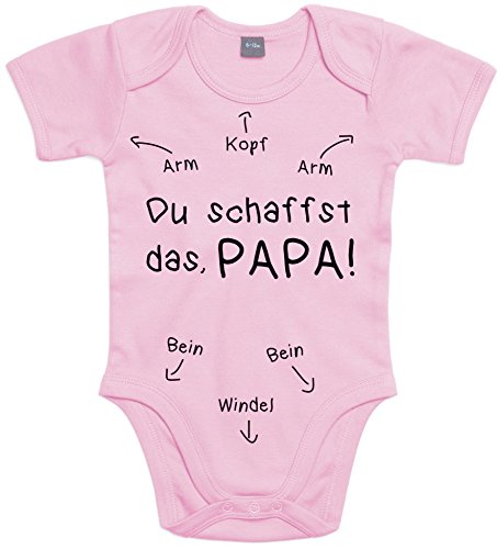 Shirtoo Baby Body Geschenk zur Geburt: Papa Du schaffst das – für Mädchen (0 – 3 Monate) von Shirtoo