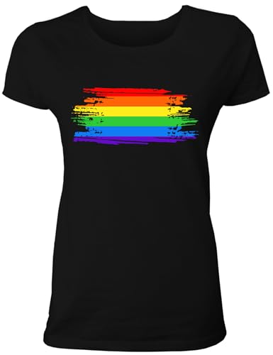 Damen T-Shirt mit Regenbogen Fahne/Pride Flagge für LGBTQIA+ Supporter als Geschenk oder zum CSD/Christopher Street Day Damen T-Shirt mit Regenbogen Fahne/Pride Flagge für LGBTQIA+ Supporter als Geschenk oder zum CSD/Christopher Street Day von Shirtoo