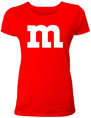 Lustiges Fasching & Karneval Frauen Gruppen T-Shirt mit M Aufdruck in bunten Farben m & m und m für Damen in rot von Shirtoo