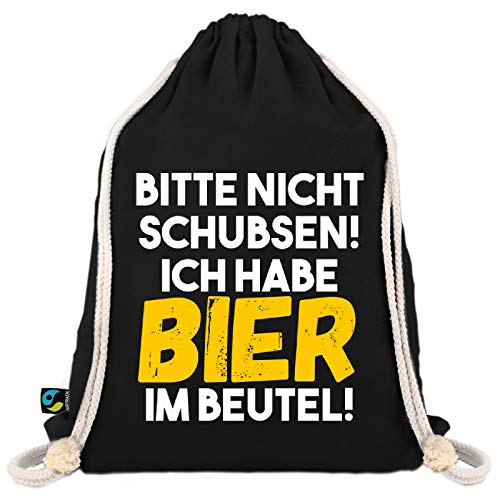 Festival Turnbeutel mit Spruch Bitte Nicht schubsen - Ich Habe Bier im Beutel - Sportbeutel/Gym Bag von Shirtoo