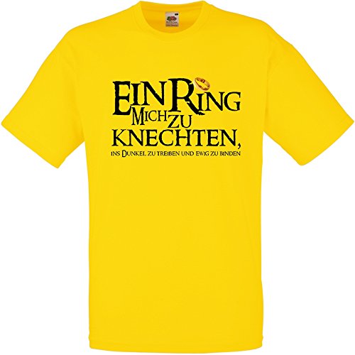 Herren T-Shirt EIN Ring Mich zu knechten für den Junggesellenabschied (Männer) in gelb, Größe L von Shirtoo