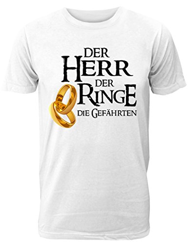 Herren T-Shirt für den Junggesellenabschied mit Motiv Der Herr der Ringe - Die Gefährten (Männer) in Weiss, Größe S von Shirtoo