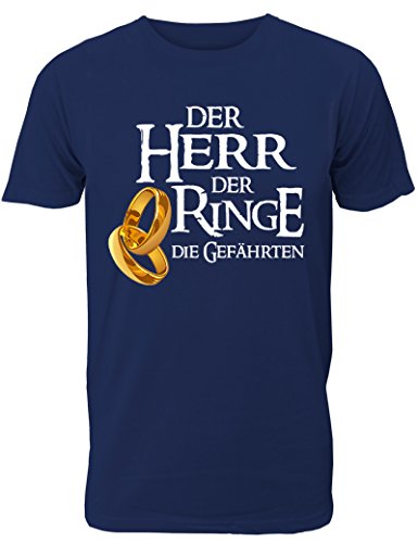 Herren T-Shirt für den Junggesellenabschied mit Motiv Der Herr der Ringe - Die Gefährten (Männer) in Navy, Größe XL von Shirtoo