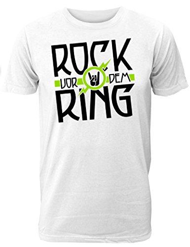 Herren T-Shirt für den Junggesellenabschied mit Motiv Rock vor dem Ring (Männer/Bräutigam) in Weiss, Größe XL von Shirtoo