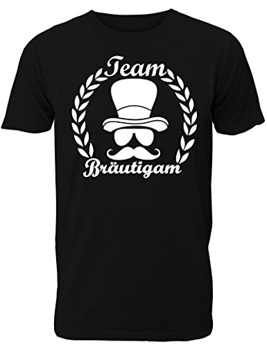 Herren T-Shirt für den Junggesellenabschied mit Motiv Team Bräutigam (mit Lorbeerkranz) (Männer) in schwarz, Größe M von Shirtoo