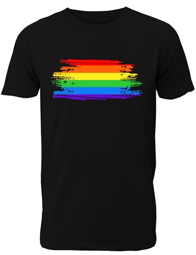 Herren T-Shirt mit Regenbogen Fahne/Pride Flagge für LGBTQIA+ Supporter als Geschenk oder zum CSD/Christopher Street Day von Shirtoo
