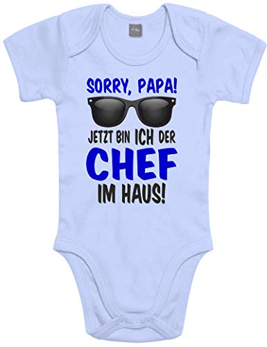 Lustiger Baby Body Strampler witzig bedruckt mit Sorry Papa! Jetzt bin ICH der Chef im Haus! - für Jungen und Mädchen als Geschenk zur Geburt/Erstausstattung von Shirtoo