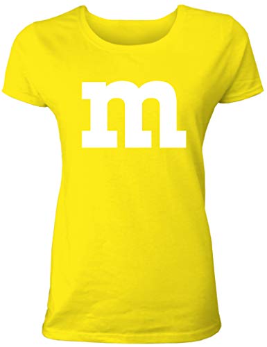 Lustiges Fasching & Karneval Frauen Gruppen T-Shirt mit M Aufdruck in bunten Farben m & m und m für Damen in gelb von Shirtoo