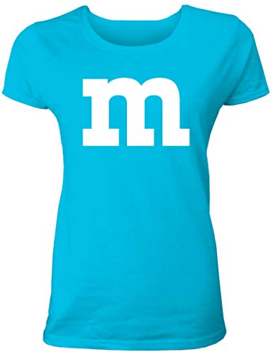 Lustiges Fasching & Karneval Frauen Gruppen T-Shirt mit M Aufdruck in bunten Farben m & m und m für Damen in hellblau von Shirtoo