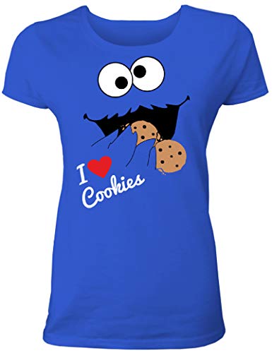 Lustiges Keks Monster T-Shirt I Love Cookies für Frauen/Damen T-Shirt von Shirtoo