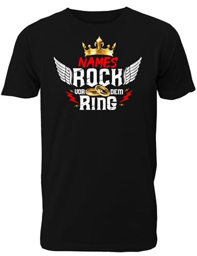 Personalisierbares T-Shirt Junggesellenabschied Männer: Rock vor dem Ring - Kings and Queens für das JGA Team des Bräutigams - Herren T-Shirt von Shirtoo