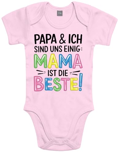 Shirtoo Baby Body Strampler mit lustigem Motiv Mama ist die Beste - Erstausstattung zur Geburt für Mädchen und Jungen von Shirtoo