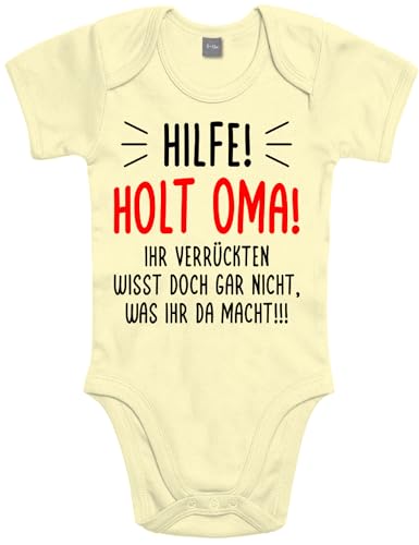 Shirtoo Baby Strampler mit lustigem HILFE! Holt Oma! Motiv - Erstausstattung zur Geburt für Mädchen und Jungen von Shirtoo