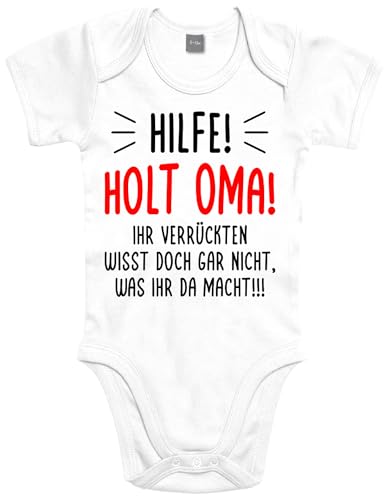 Shirtoo Baby Strampler mit lustigem HILFE! Holt Oma! Motiv - Erstausstattung zur Geburt für Mädchen und Jungen von Shirtoo