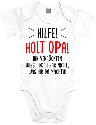 Shirtoo Baby Strampler mit lustigem HILFE! Holt Opa! Motiv - Erstausstattung zur Geburt für Mädchen und Jungen von Shirtoo