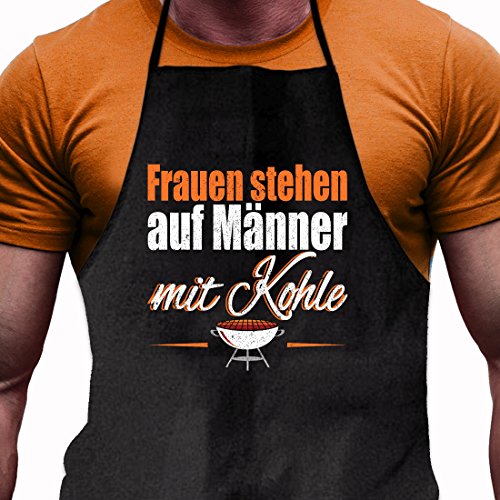 Shirtoo Grillschürze Frauen stehen auf Männer mit Kohle – Lustiges Geschenk für echte Männer und Grill-Fans von Shirtoo