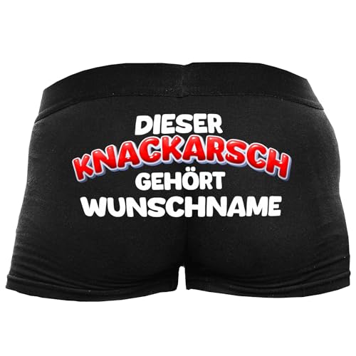 Shirtoo Lustige Herren-Boxershorts mit Spruch Dieser Knackarsch gehört Wunschname - Personalisiertes Geschenk für Männer zum Geburtstag, Valentinstag, zu Weihnachten oder Nikolaus Shirtoo Lustige Herren-Boxershorts mit Spruch Dieser Knackarsch gehört Wunschname - Personalisiertes Geschenk für Männer zum Geburtstag, Valentinstag, zu Weihnachten oder Nikolaus von Shirtoo