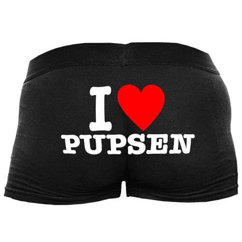 Shirtoo Lustige Herren-Boxershorts mit Spruch I Love Pupsen Männer zum Geburtstag, Valentinstag, zu Weihnachten oder Nikolaus von Shirtoo