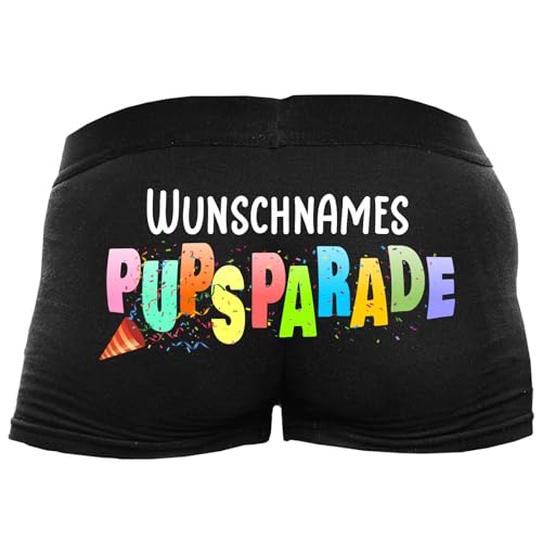 Shirtoo Lustige Herren-Boxershorts mit Spruch Pupsparade mit Wunschnamen - Personalisiertes Geschenk für Männer zum Geburtstag, Valentinstag, zu Weihnachten oder Nikolaus Shirtoo Lustige Herren-Boxershorts mit Spruch Pupsparade mit Wunschnamen - Personalisiertes Geschenk für Männer zum Geburtstag, Valentinstag, zu Weihnachten oder Nikolaus von Shirtoo