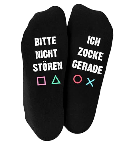 Shirtoo Lustige Socken für Frauen und Männer – Bitte nicht stören, ich zocke gerade – Originelles Geschenk für Damen und Herren, schwarz von Shirtoo