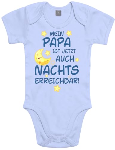 Shirtoo Lustiger Baby Body mit Spruch - Mein Papa ist jetzt auch Nachts erreichbar - Geschenk zur Babyparty von Shirtoo