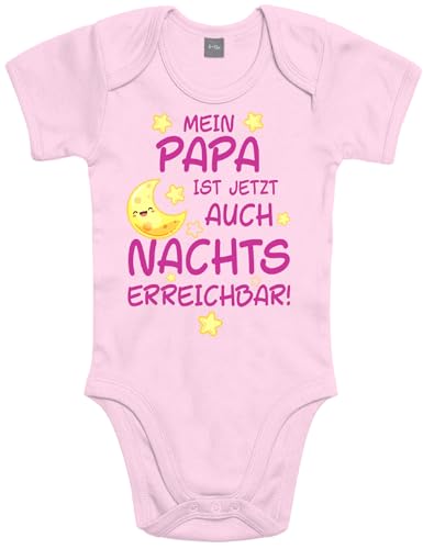 Shirtoo Lustiger Baby Body mit Spruch - Mein Papa ist jetzt auch Nachts erreichbar - Geschenk zur Babyparty von Shirtoo