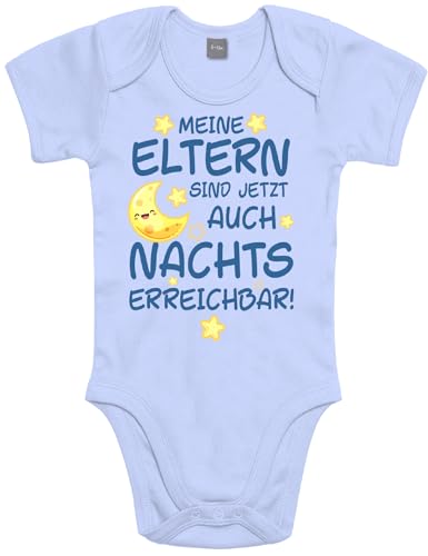 Shirtoo Lustiger Baby Body mit Spruch - Meine Eltern sind jetzt auch Nachts erreichbar - Geschenk zur Babyparty von Shirtoo