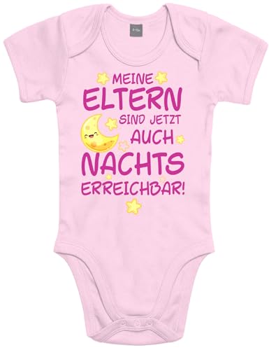 Shirtoo Lustiger Baby Body mit Spruch - Meine Eltern sind jetzt auch Nachts erreichbar - Geschenk zur Babyparty von Shirtoo